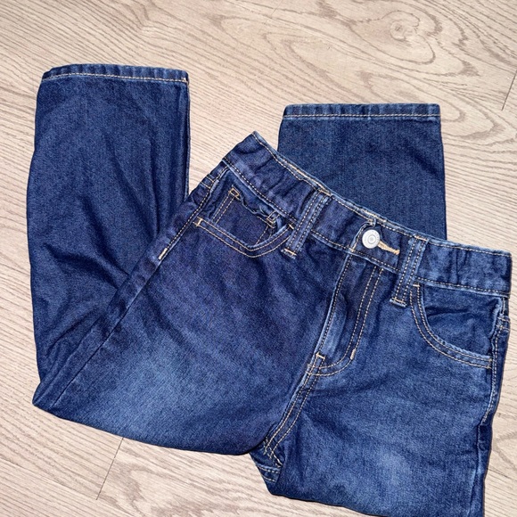 Old Navy Boys Dark Blue Slouchy Straight Jeans Size 5 Adjustable - Picture 1 of 6